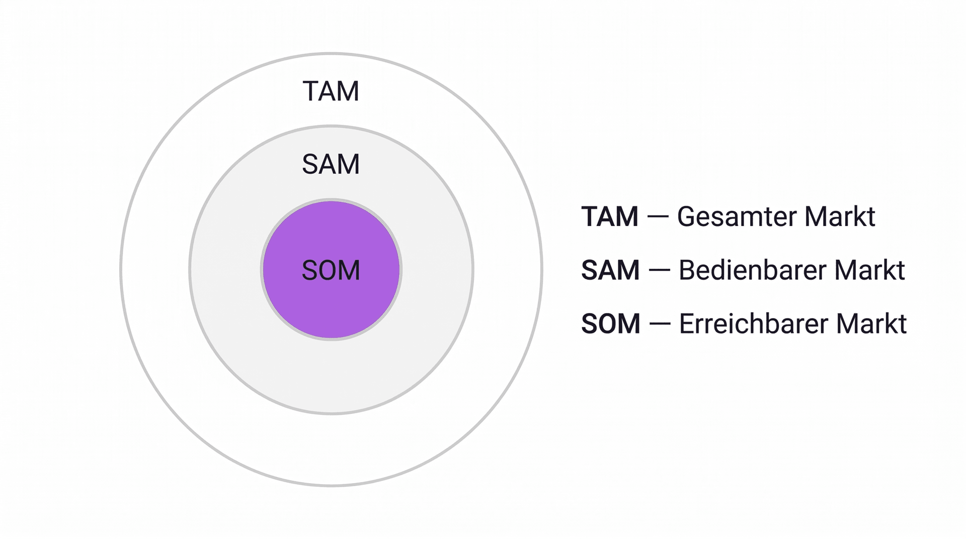 TAM SAM SOM als drei Kreise